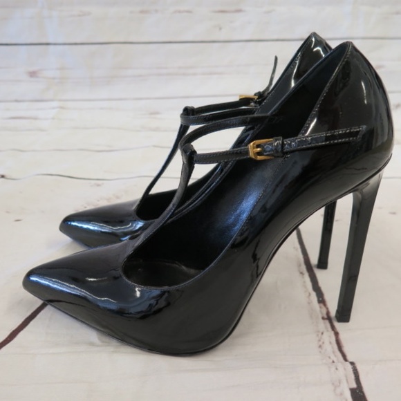 Saint Laurent Pump Black Patent Leather T-Strap - Picture 6 of 7
